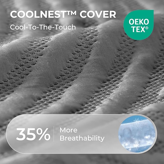 Sweetnight CoolNest 12 Inch Queen Mattress, Cooling Memory Foam Queen Size Mattress for Cool Night Sleep, 5-Zone Ergo Support for Pressure Relief, Medium, CertiPUR-US Certified