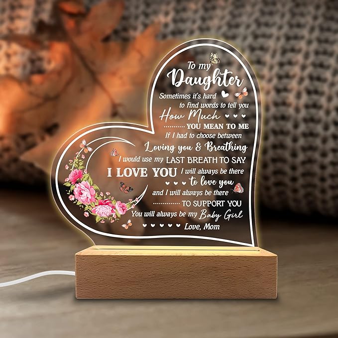Daughter Gifts Acrylic Night Light - Sentimental Gifts for Daughter - Birthday, Graduation, Wedding