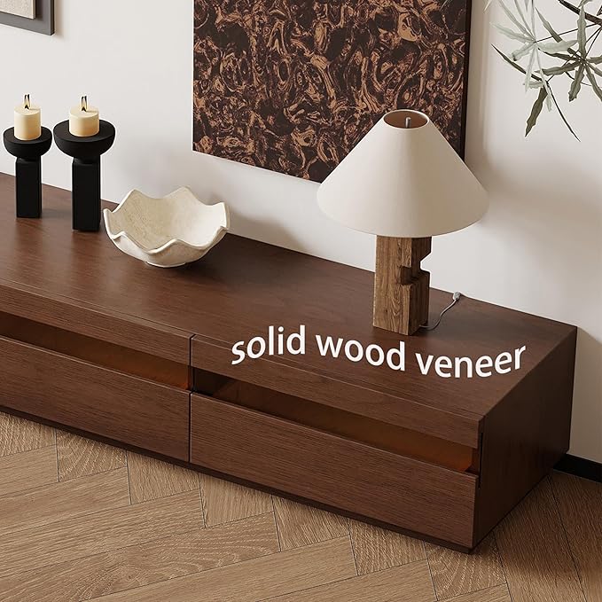 94.5" Wood TV Stand for Living Room, Mid-Century Modern Entertainment Center with Storage Drawers, Modular Television Stands Floor TV Consoles for 75+ inch TV