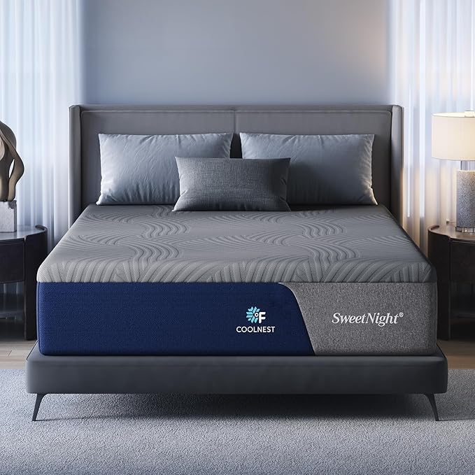 Sweetnight 16 Inch Queen Size Mattress, Cooling Queen Size Foam Mattress for Cool Night Sleep, 5-Zone Ergo Support for Pressure Relief, Medium, CertiPUR-US Certified