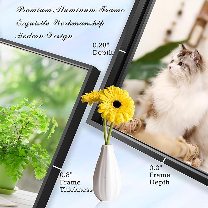 24x36 Inch Black Bathroom Mirror for Wall, Aluminum Frame Rectangle Rectangular Vanity Mirror, Modern Large for Bedroom, Living Room, Horizontal or Vertical