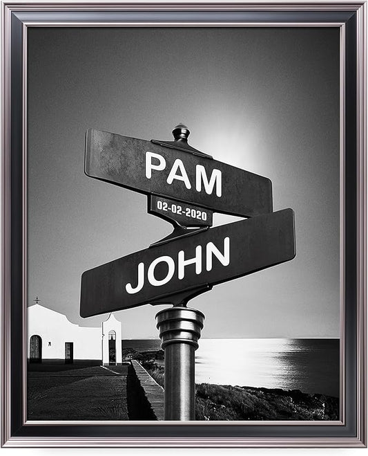 BOTTEGAARTS Romantic Street Sign Art for Couples Unique Personalized Photo or Canvas Prints with Couple's Names and Special Date on Sign,Perfect Present for Anniversary,Wedding,Birthday,Holidays