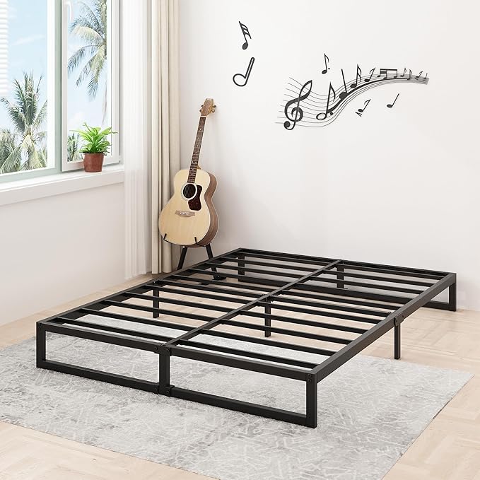9 Inch California King Bed Frames No Box Spring Needed Heavy Duty Metal Cal King Platform for Mattress Foundation, Noise Free, Easy Assembly, Black