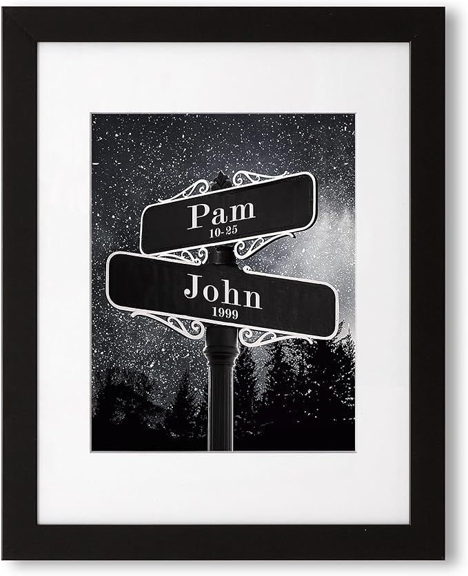 BOTTEGAARTS Lovers Crossroads Street Sign Art Unique Personalized Photo or Canvas Prints with Couple's Names and Special Date on Sign,Perfect Present for Anniversary,Wedding,Birthday,Holidays