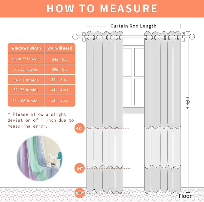XiDi Purple Grey Curtains for Kids Bedroom, Princess Room Decor Green Curtain, Cute Curtains Blackout, Curtains Girls Bedroom 63 inchs Long 34 inches Wide 1 Panel