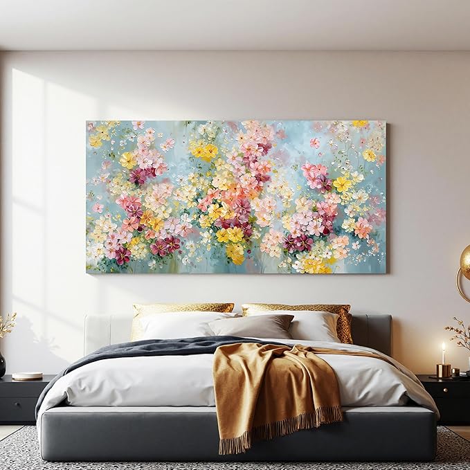 Canvas Wall Art Decor large Colorful Abstract Flower Wall Canvas Art Decor For Living Room Abstract Aesthetics Artwork Pictures Prints Wall Art Artwork For Bedroom Office Room Wall Decor 24×48 inch