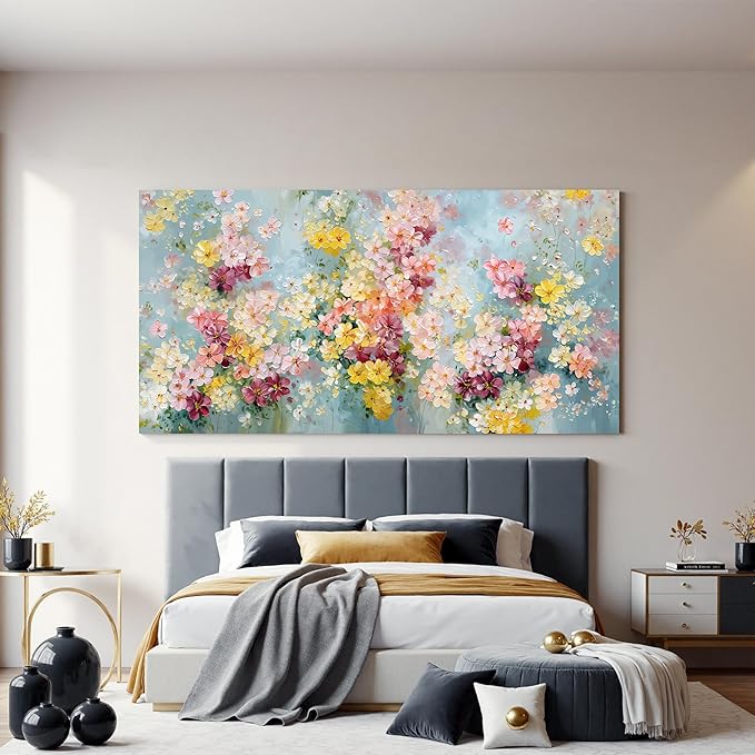 Dimpaga Oversized Wall Art Decor Colorful Abstract Flower Wall Canvas Art Decor For Living Room Abstract Aesthetics Artwork Pictures Prints Wall Art For Home Bedroom Office Room Wall Decor 29×58 inch