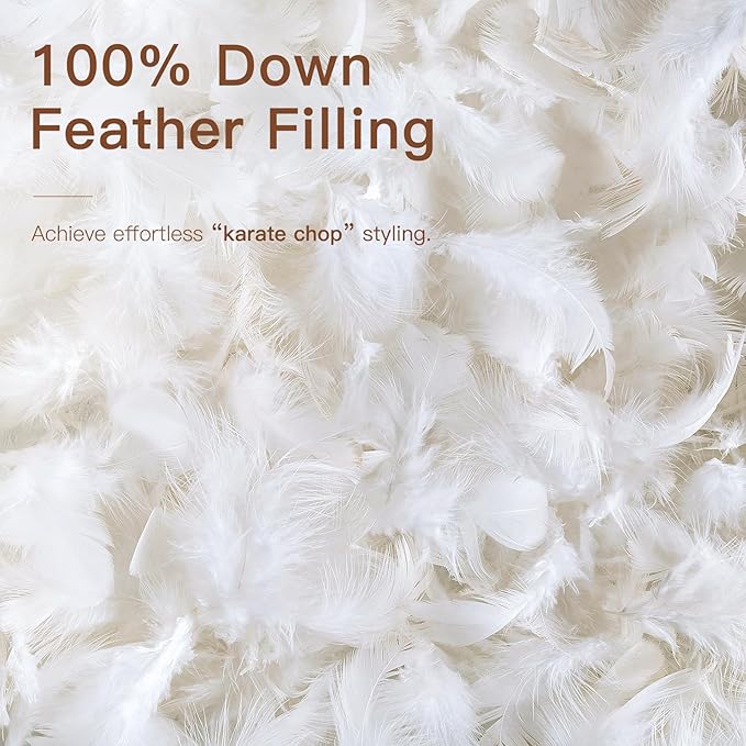 SAVORI Down Feather Throw Pillow Inserts 28x28 Euro Pillow Inserts, Soft Fluffy Throw Pillows with Cotton Cover, Decorative Throw Pillows for Couch Sofa Bed-White