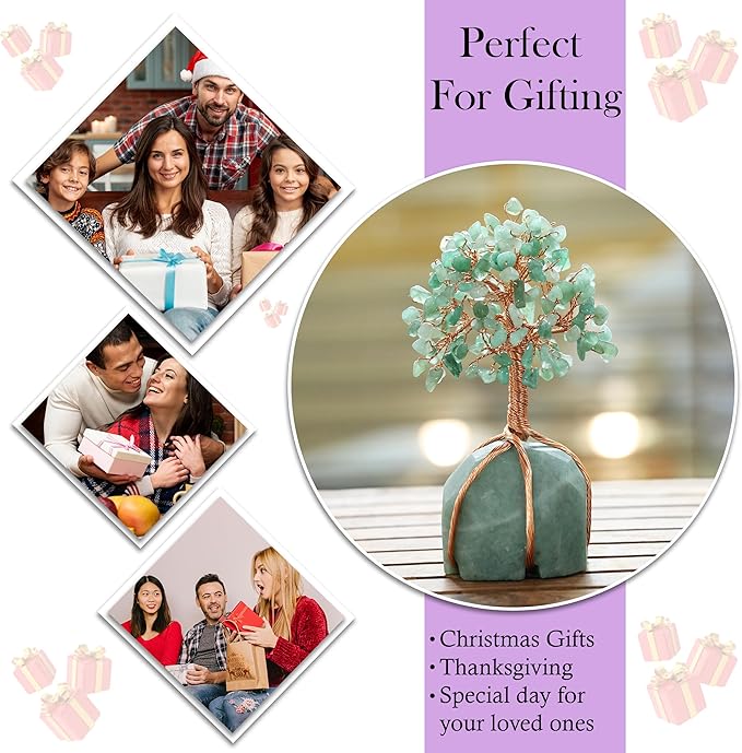 "Green Aventurine Crystal Tree with Green Aventurine Stone Base Tree of Life Decor for Bedroom, Birthday Gifts for Women, Sister Gift, Birthday Gifts for Mom, Cute Home Decor Housewarming present"