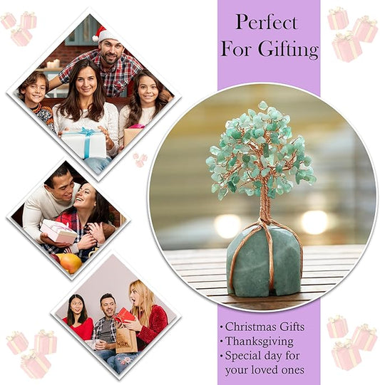 "Green Aventurine Crystal Tree with Green Aventurine Stone Base Tree of Life Decor for Bedroom, Birthday Gifts for Women, Sister Gift, Birthday Gifts for Mom, Cute Home Decor Housewarming present"