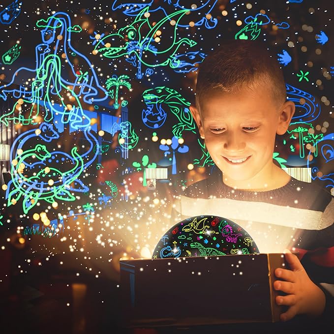 Dinosaur Night Light Projector for Kids Toys for Boys Room, 360 Degree Rotation with 17 Colors Dino Projection Light for Toddler Nightlight Lamp Birthday Gifts for Boys Bedroom Decor