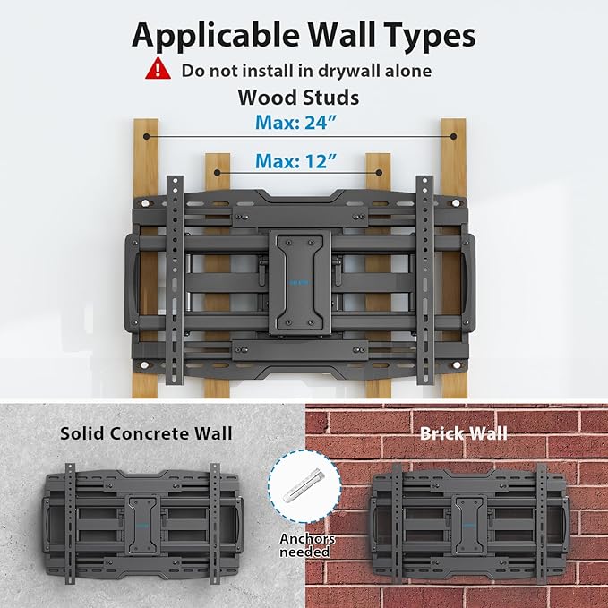USX STAR 32-90" Full Motion Sliding TV Wall Mount, Fits 16" 18" 24" Wood Studs, Wall Mount TV Bracket with Smooth Swivel, Tilt, Extension, Holds up to 150lbs, Max VESA 600x400mm, Fit Most 75 85 86 TVS