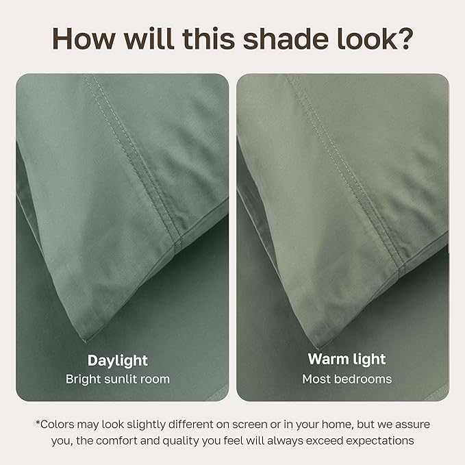 California Design Den Luxury King Size Sheet Set - 100% Cotton, 600 Thread Count Deep Pocket King Sheets, Hotel-Quality Bedding with Sateen Weave (Sage Green - Cool Tone)