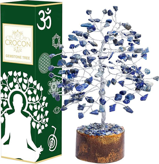"Lapis Lazuli Healing Crystal Tree Bonsai, Desk Decor for Women Red Room & Office Decor Spiritual Gift Meditation Crystals for Home room decor cute house warming gifts for women Mom Birthday 7-8"""