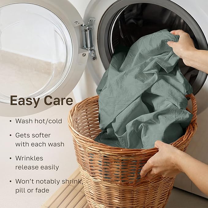 California Design Den Luxury King Size Sheet Set - 100% Cotton, 600 Thread Count Deep Pocket King Sheets, Hotel-Quality Bedding with Sateen Weave (Sage Green - Cool Tone)