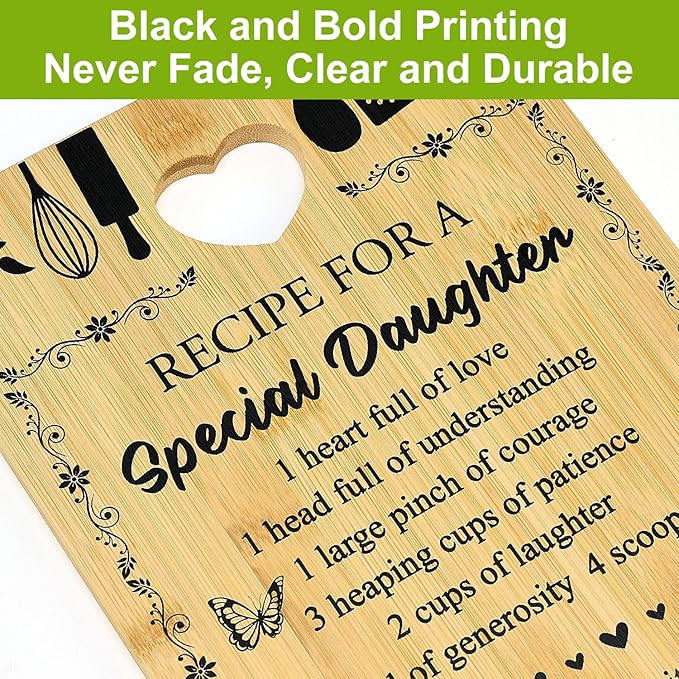 Daughter Gift Bamboo Decorative Cutting Board Decor Kitchen Gifts for Christmas Cheese Boards Unique Birthday Gift Wood Serving Board Xmas Presents