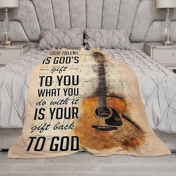 Guitar Music Blanket Guitar Gifts for Girls Women Men Music Throw Blanket Guitar Blanket for Kids Adults Soft Warm Cozy Fleece Blanket for Couch Sofa Bed 50"x60"