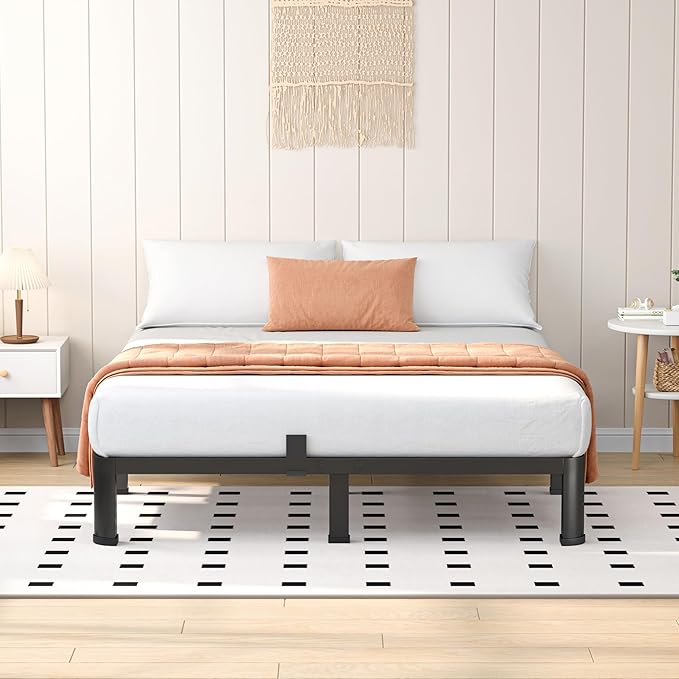 10 Inch Full Heavy Duty 3500 lbs Bed Frame with Round-Corner Legs & Anti-Squeak Design – Quick Assembly Metal Platform, No Box Spring Needed