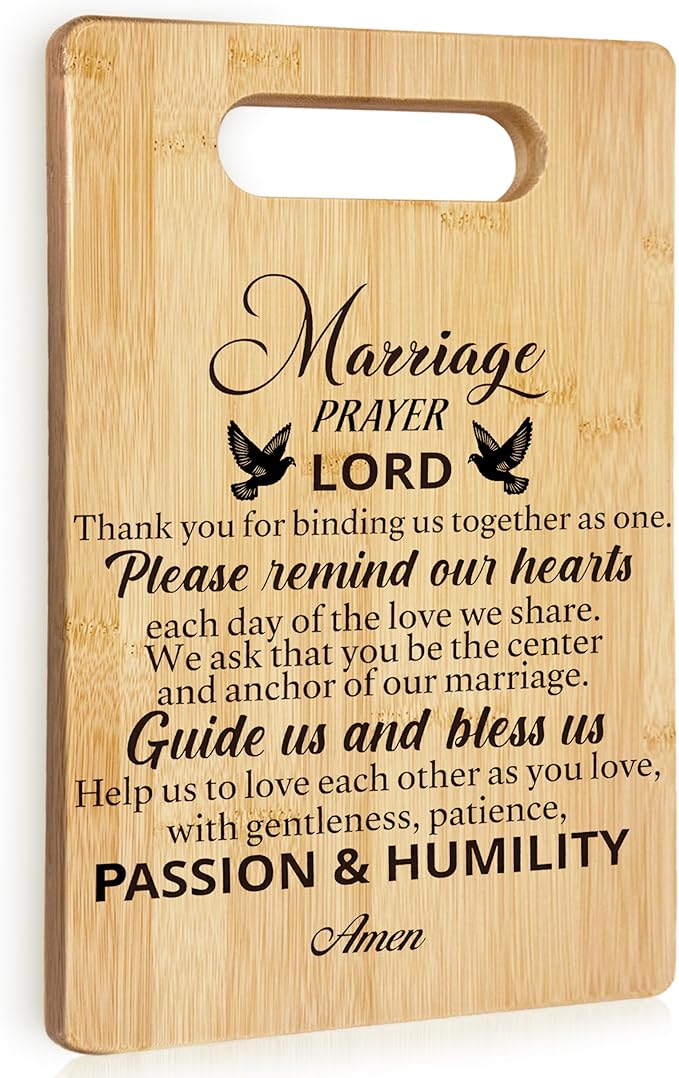 Christian Wedding Gifts for Couples 2025 Her Him Bride and Groom, Newlyweds Gifts for Couples, Just Married Gifts, Honeymoon Gifts, Marriage Prayer Wedding Gifts Bamboo Cutting Board for Kitchen
