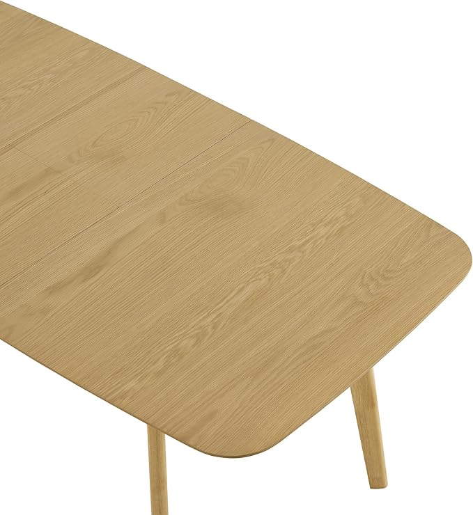 CHITA 59"-75" Extendable Dining Room Table for 4-6, Modern Wood Dining Table for Small Spaces, Kitchen, Space Saving Hidden Leaves, Solid Rubberwood Frame, Oak Venner