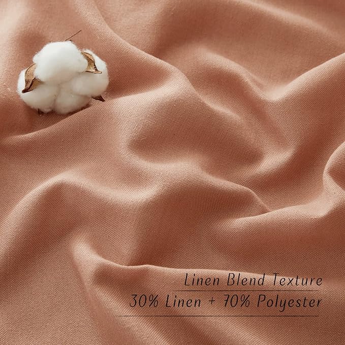 NICETOWN Linen Flax Semi Sheer Curtains 94" Length, Grommet Window Treatments Privacy Added with Light Penetration Vertical Drapes for Loft/Home Office, Terracotta, W55 x L94, 2 Panels