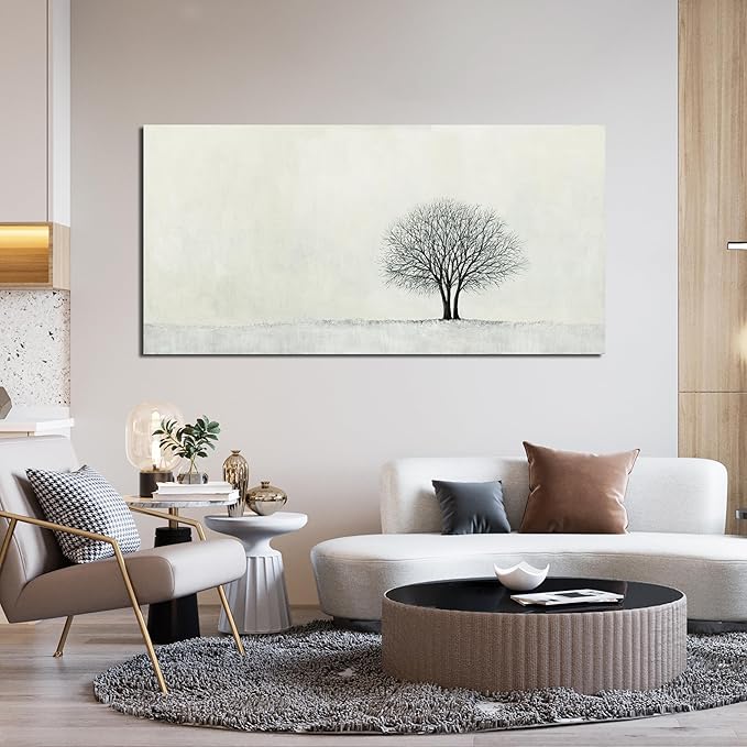 Canvas Wall Art Decor Wall Art Pictures for Living Room Canvas Modern Art Wall Decor Black and White Wall Art Decor Minimalist Tree Wall Art Prints Art Work for Home Office Wall Decor 24" X 48"