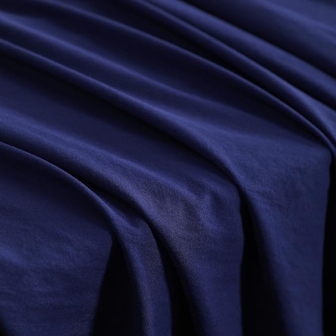 NTBAY Twin Comforter Set with Sheets, 5 Pieces Soft and Breathable Bedding Set, Bed in a Bag, Down Alternative Comforter Set Solid Color All Season, Kids Bedding Set, Navy Blue