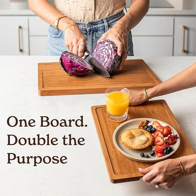SMIRLY Wood Cutting Boards For Kitchen - Bamboo Cutting Boards For Kitchen Cutting Board, Bamboo Cutting Board Set, Chopping Board, Butcher Block, Small Wooden Cutting Board Set