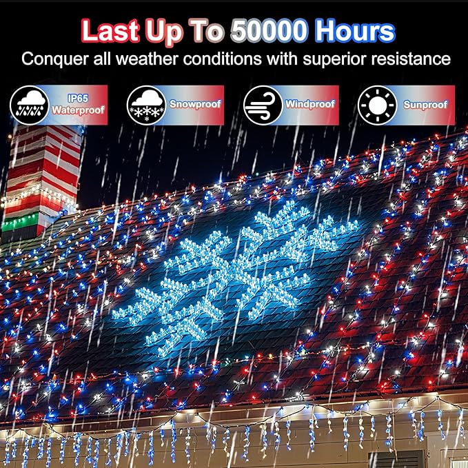 1500 LED 470FT Christmas String Lights Outdoor, 12 Pro Modes and Timer Memory & Brightness, Plug in Waterproof Dark Green Wire Twinkle Light for for Xmas Yard Tree Wedding Party Decor Red White Blue