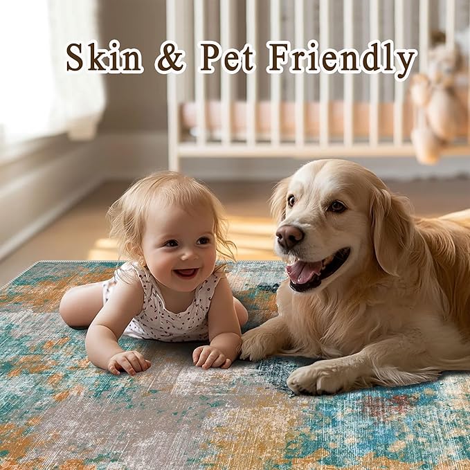 vivorug Round Rug 4ft Abstract Round Area Rug Non-Slip Indoor Carpet for Living Room Bedroom Entryway, Stain Resistant Home Decor Circle Rug, Rosy Clouds