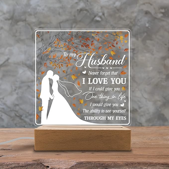 I Love You Acrylic Night Light Gifts for Husband on Wedding, Anniversary, Valentine's Day