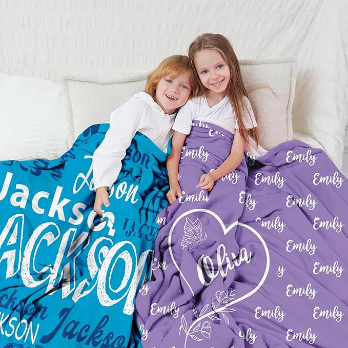 Ships Next Day, Personalized Blanket for Teen Boys Girls, Custom Blanket with Name Customized Flannel Throw Christmas Birthday Blanket Gifts for Kids or Adult