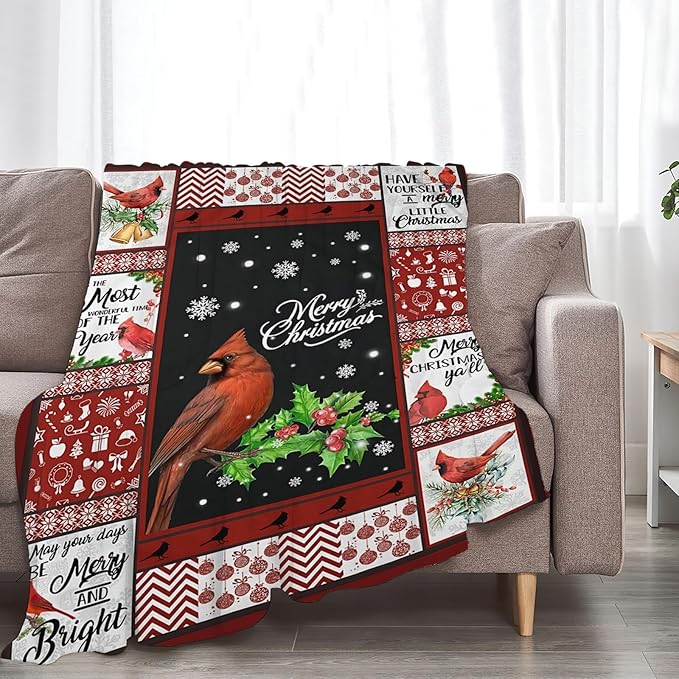 Tijuboni Cardinal Bird Throw Blanket for Girls Boys Women Men Kids Adults Soft Flannel Fleece Blanket for Couch Sofa Bed Home Decor 60"x80"