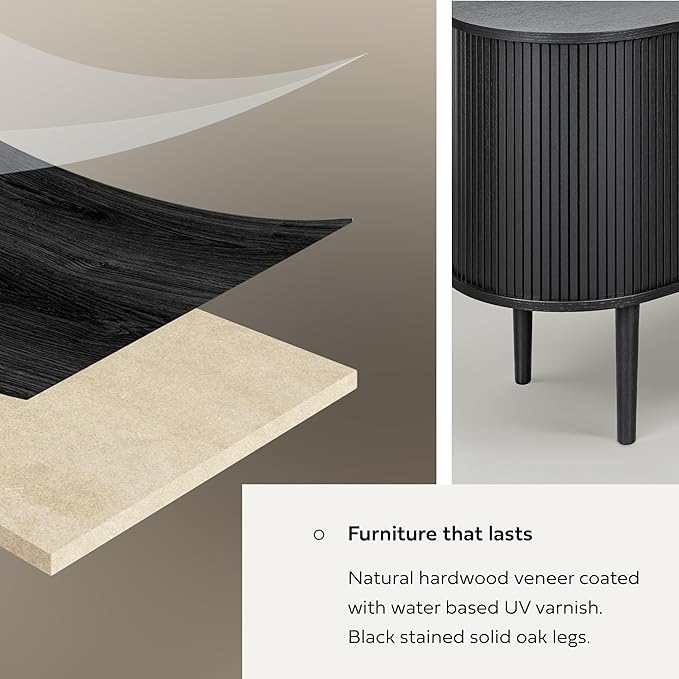 WERMO 71’’ Black Sideboard Cabinet with Doors and Shelves - Black Cabinet for Living Room, Bedroom, Entryway and Office Credenza. Kitchen Buffet, Modern Media Console Table with Storage (Black Oak)