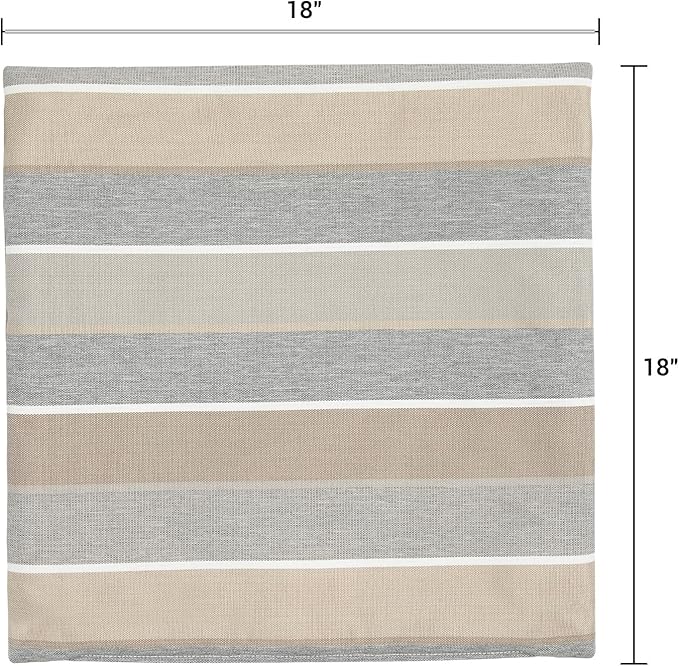 Waterproof Outdoor Throw Pillow Covers Set of 2,Home Decor for Garden Patio Furniture,Couch,Sofa 18 x18 Inch Decorative Pillows Cover Only,NO Insert(Gray Stripe)