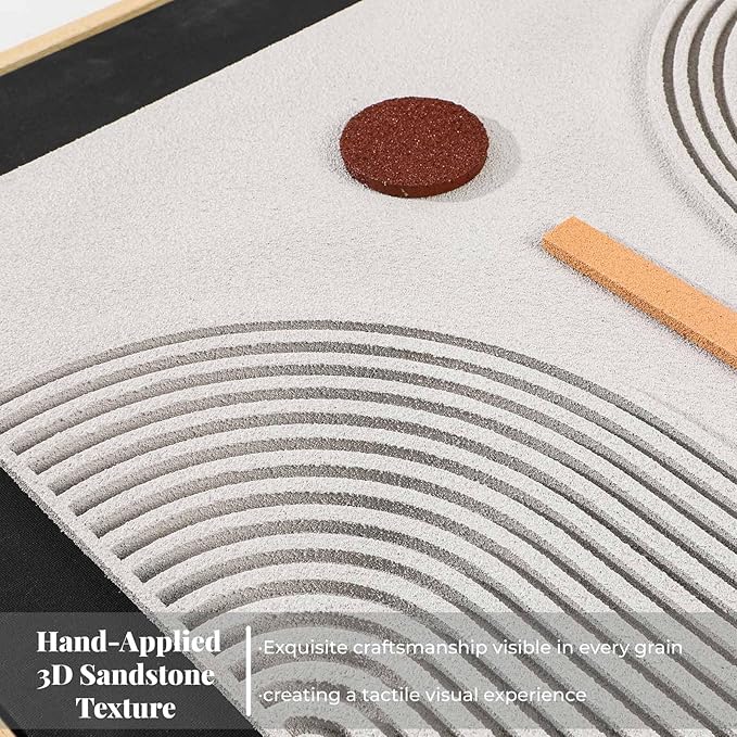 Framed Abstract 3D Textured Wall Art for Living Room, 3 Piece Modern Geometric Artwork for Walls, Boho Black White Texture Pictures for Bedroom Dining Room Office Wall Decor 20x30 In