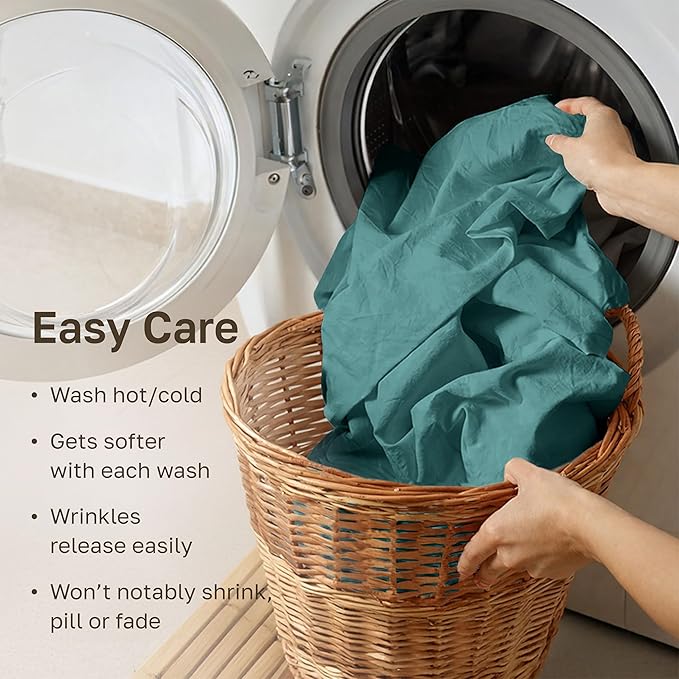 California Design Den Twin XL Bed Sheets Cotton Set - Luxury 600 Thread Count Sateen, 100% Cotton Sheet Set with Deep Pockets, Soft Hotel-Quality Bedding - Teal Sheets