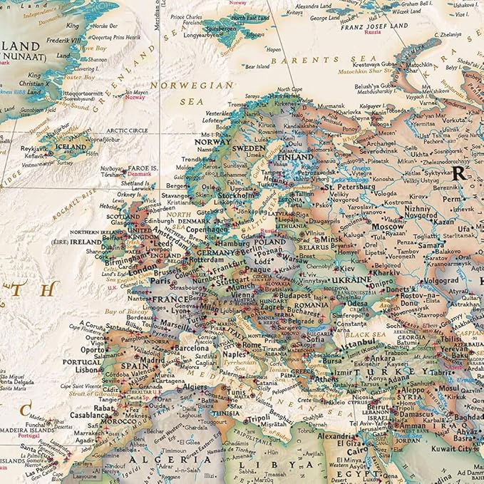 3 Panel - Personalized Canvas Executive World Travel Map with pins- Extra Large Wall Map