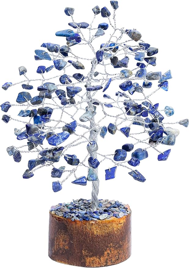 "Lapis Lazuli Healing Crystal Tree Bonsai, Desk Decor for Women Red Room & Office Decor Spiritual Gift Meditation Crystals for Home room decor cute house warming gifts for women Mom Birthday 7-8"""