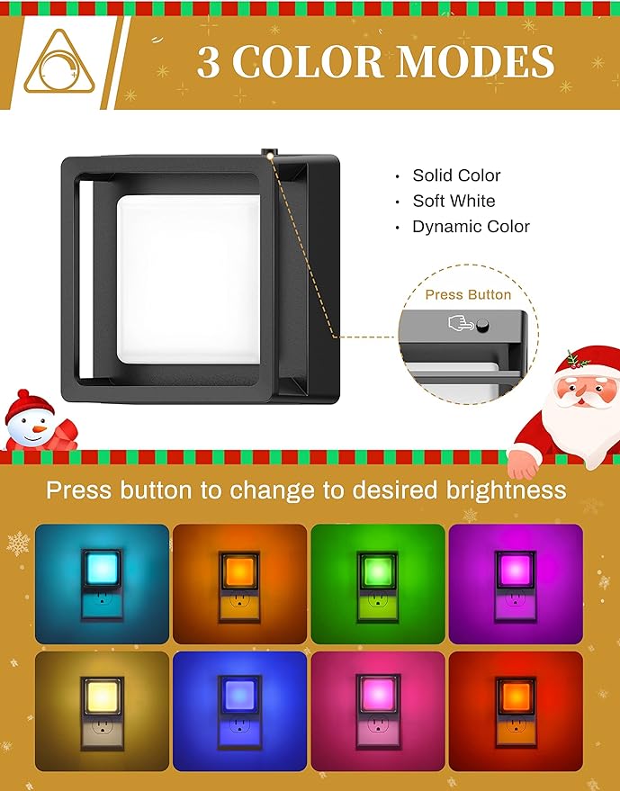 DORESshop Night Light for Kids [2 Pack], Color Changing Baby NightLight, Night Lights Plug Into Wall, Dusk to Dawn Sensor, Plug in Night Light for Kids Room, Nursery, Bedroom, Kitchen, Hallway