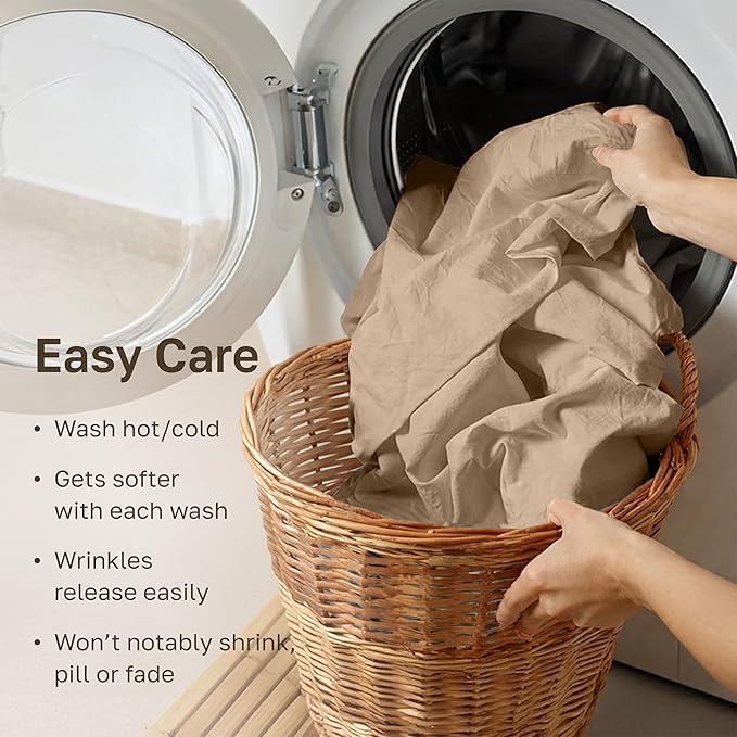 California Design Den Twin Bed Sheets 100% Cotton Sateen, 600 Thread Count, Soft, Cooling Twin Sheet Set, Hotel-Quality Bedding Sheets & Pillowcases (Golden Tan)