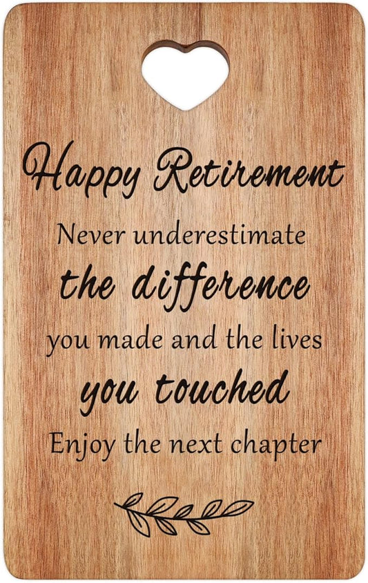 Retirement Gift for Women Men Acacia Wood Retired Cutting Board Happy Retirement Going Away Gift for Coworker Teacher Boss Nurse Friend Mom Lady Retired Gift Wooden Engraved Board Funny Farewell Gift