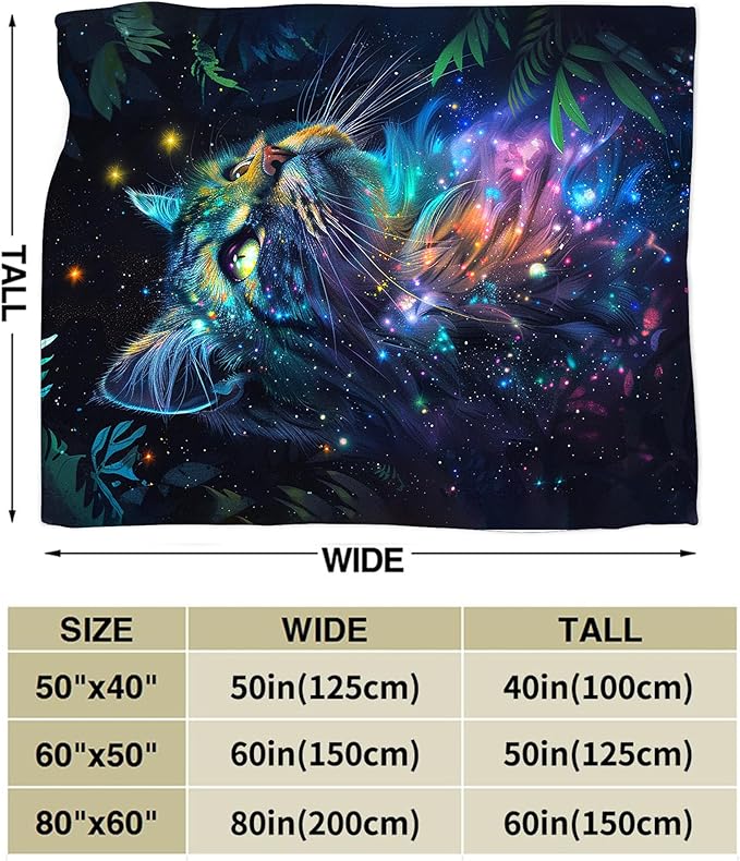 Fantasy Cat Throw - Soft, Warm & Cozy Fleece Blanket for Couch, Sofa & Bed - 50"x40"