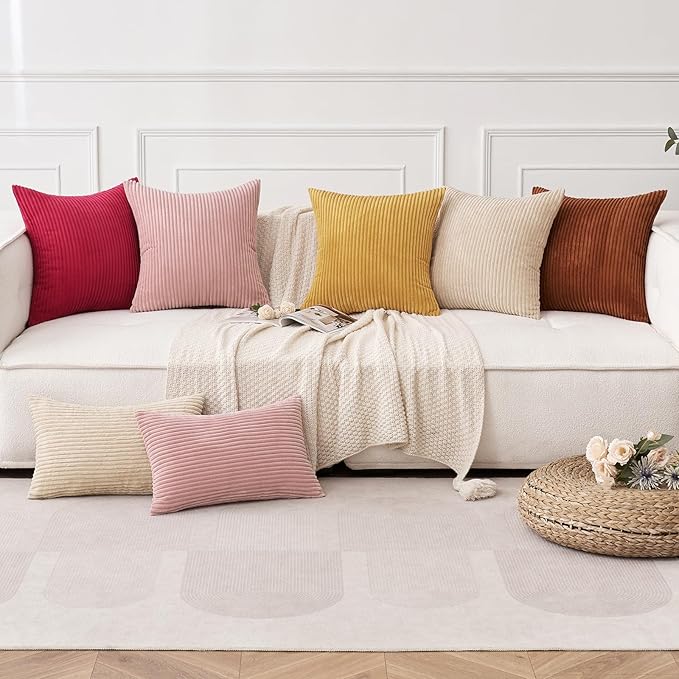 MIULEE Winter Fall Pack of 2 Corduroy Soft Soild Decorative Square Throw Pillow Covers Cushion Cases Pillowcases for Sofa Bedroom Car 16 x 16 Inch 40 x 40 Cm Gold