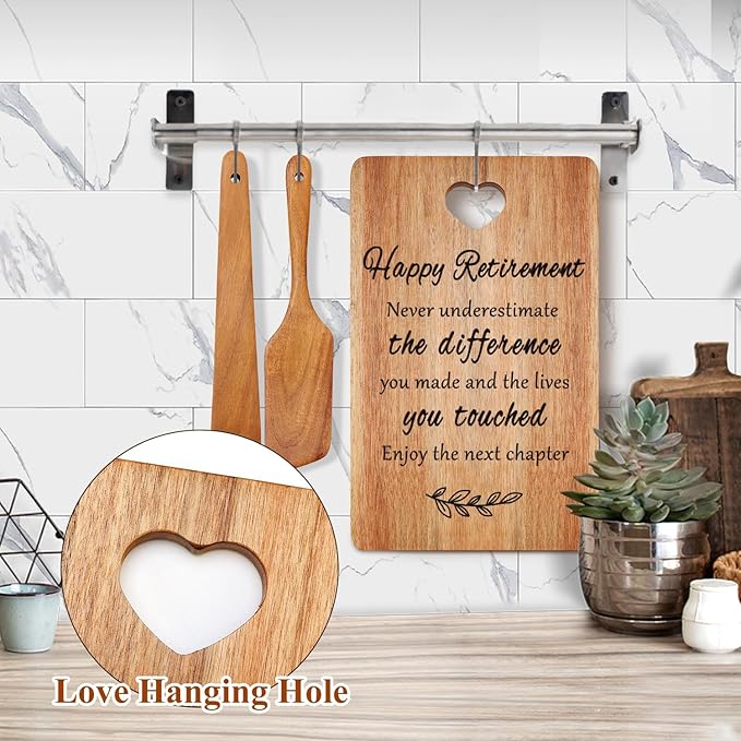 Retirement Gift for Women Men Acacia Wood Retired Cutting Board Happy Retirement Going Away Gift for Coworker Teacher Boss Nurse Friend Mom Lady Retired Gift Wooden Engraved Board Funny Farewell Gift