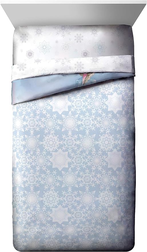 Disney Frozen 2 Elsa Color Block 5 Piece Twin Bed Set - Includes Reversible Comforter & Sheet Set Bedding - Super Soft Fade Resistant Microfiber - (Official Disney Product)