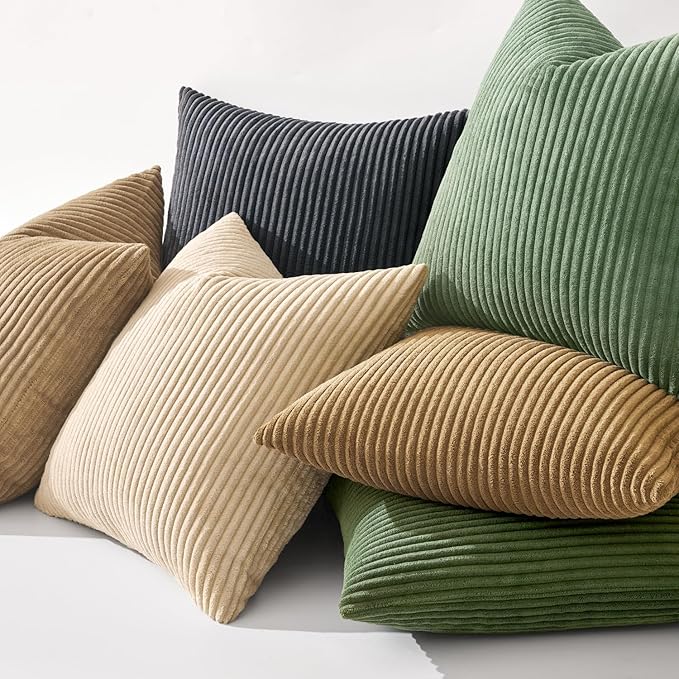 MIULEE Winter Pack of 2 Corduroy Soft Soild Decorative Square Throw Pillow Covers Set Cushion Cases Pillowcases for Sofa Bedroom Car 18 x 18 Inch 45 x 45 Cm Grey