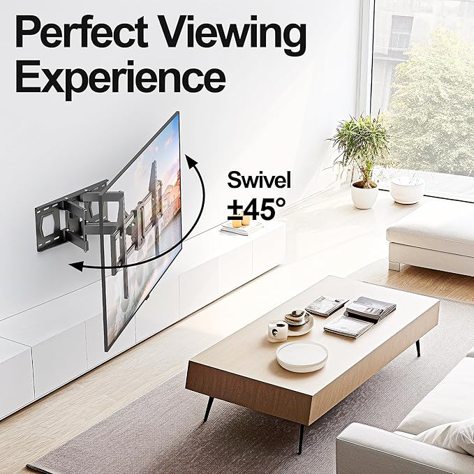 Full Motion Mount, USX MOUNT UL Listed TV Wall Mount for Most 42-84 inch TVs, Holds up to 120lbs, Max VESA 600x400mm, Swivel TV Bracket with Dual Articulating Arms Tilt Rotation Fits 16" Wood Stud