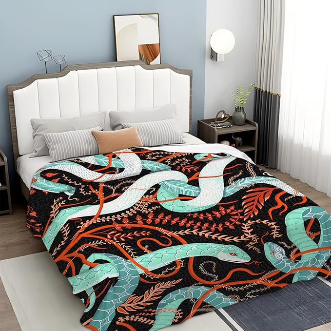 Tijuboni Snake Throw Blanket Snake Gifts for Girls Boys Women Men Kids Adults Soft Flannel Fleece Blanket for Couch Sofa Bed Home Decor 60"x80"