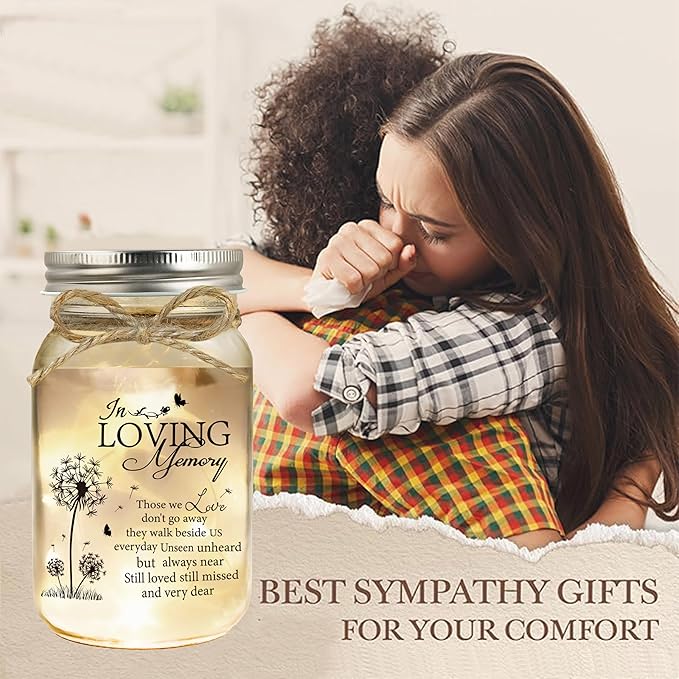 Sympathy Gifts for Loss of Loved One, Memorial Gifts Mason Jar Light - Condolence Gift, Memorial Gifts for Mother Father Grandma, Sympathy Gifts for Loss of Loved One